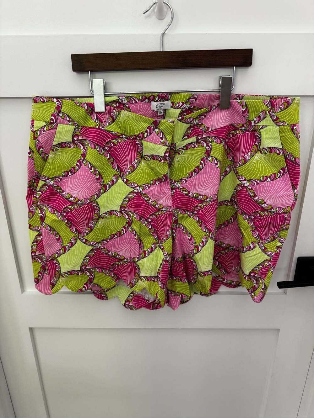 crown & ivy Pink and Lime Green Patterned Women’s Shorts